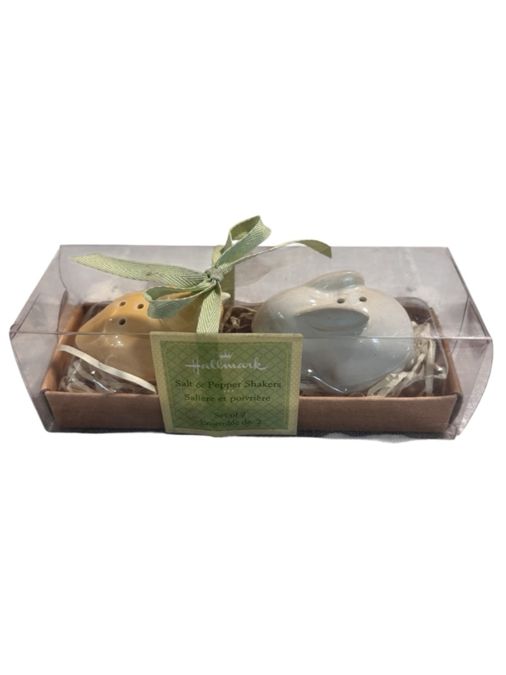 Hallmark Easter Bunny & Chick Ceramic Salt & Pepper Shaker Set New in Box